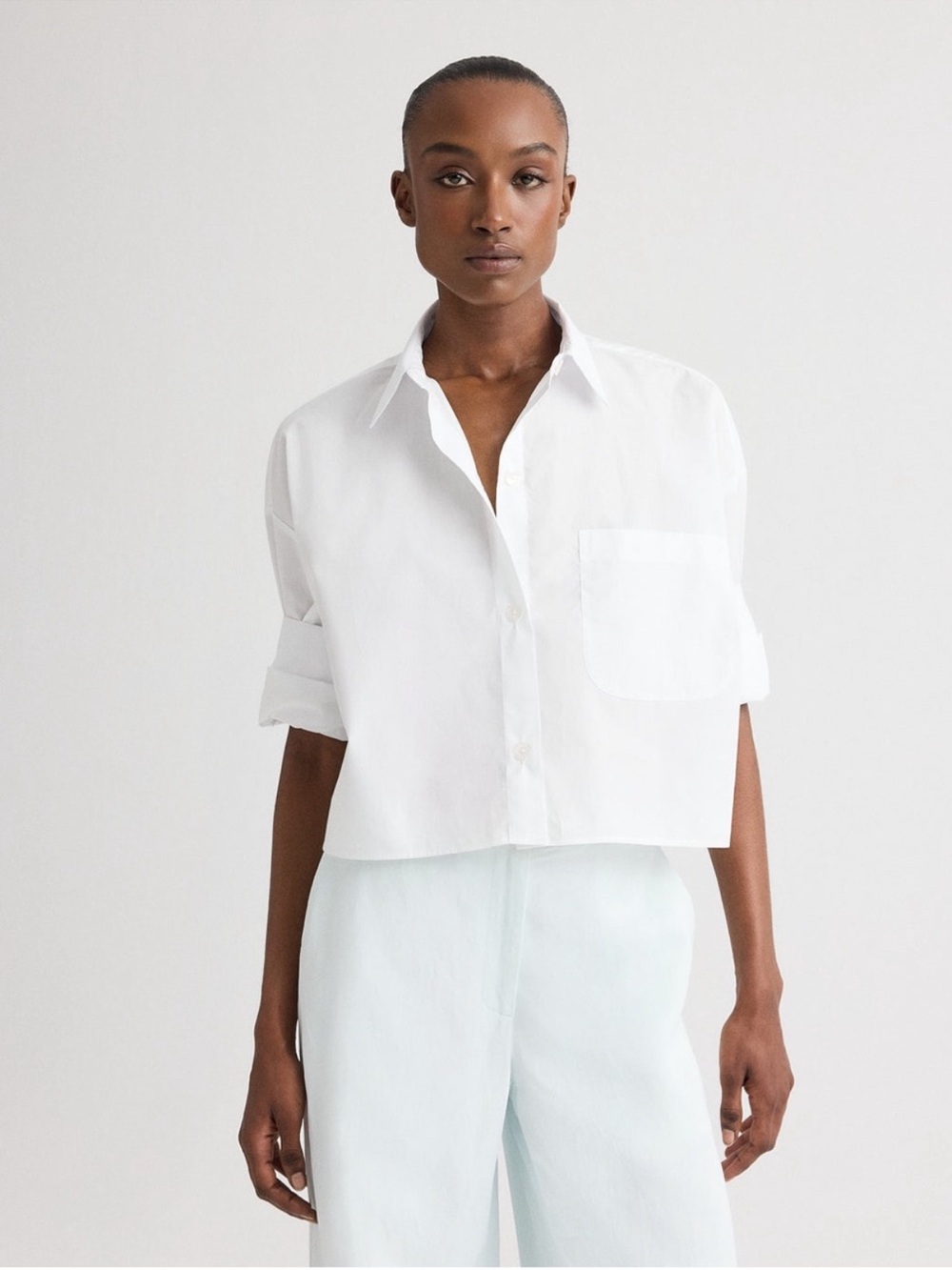 TWP Blouse Next Ex Button Down Top Cotton in White